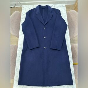ZARA Men's Navy Blue Overcoat